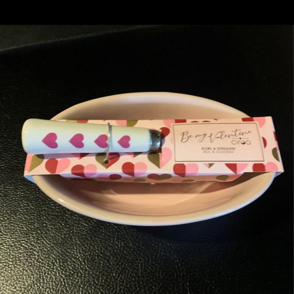 Pink Heart Spreader Set and Dish